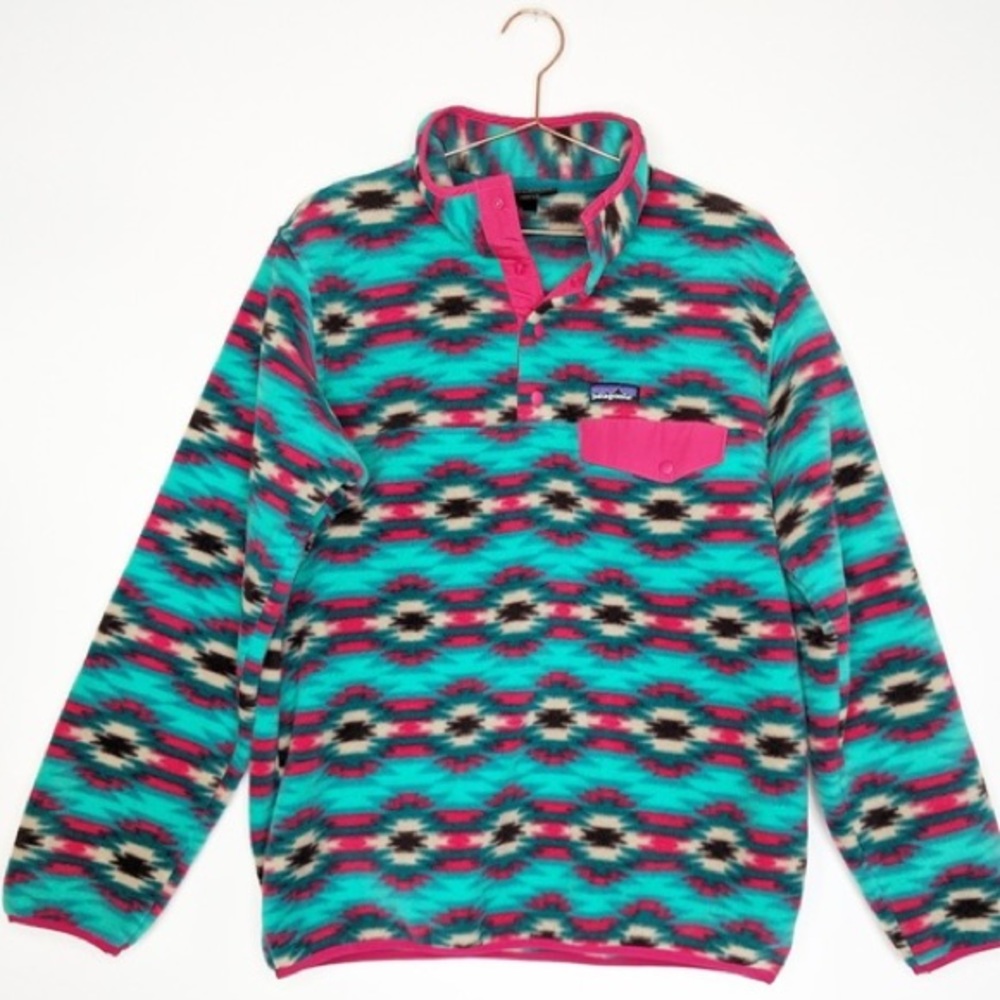 EUC Patagonia Pink Teal Aztec Wild Desert Jacket